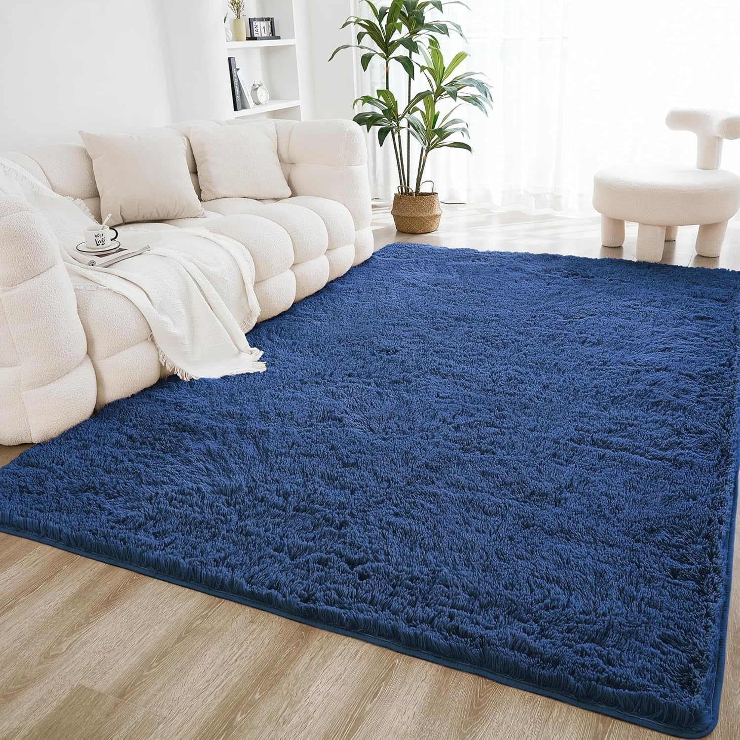 Shag Area Rug Living Room Bedroom Solid Color High Pile Playroom Dorm - LITANIKA