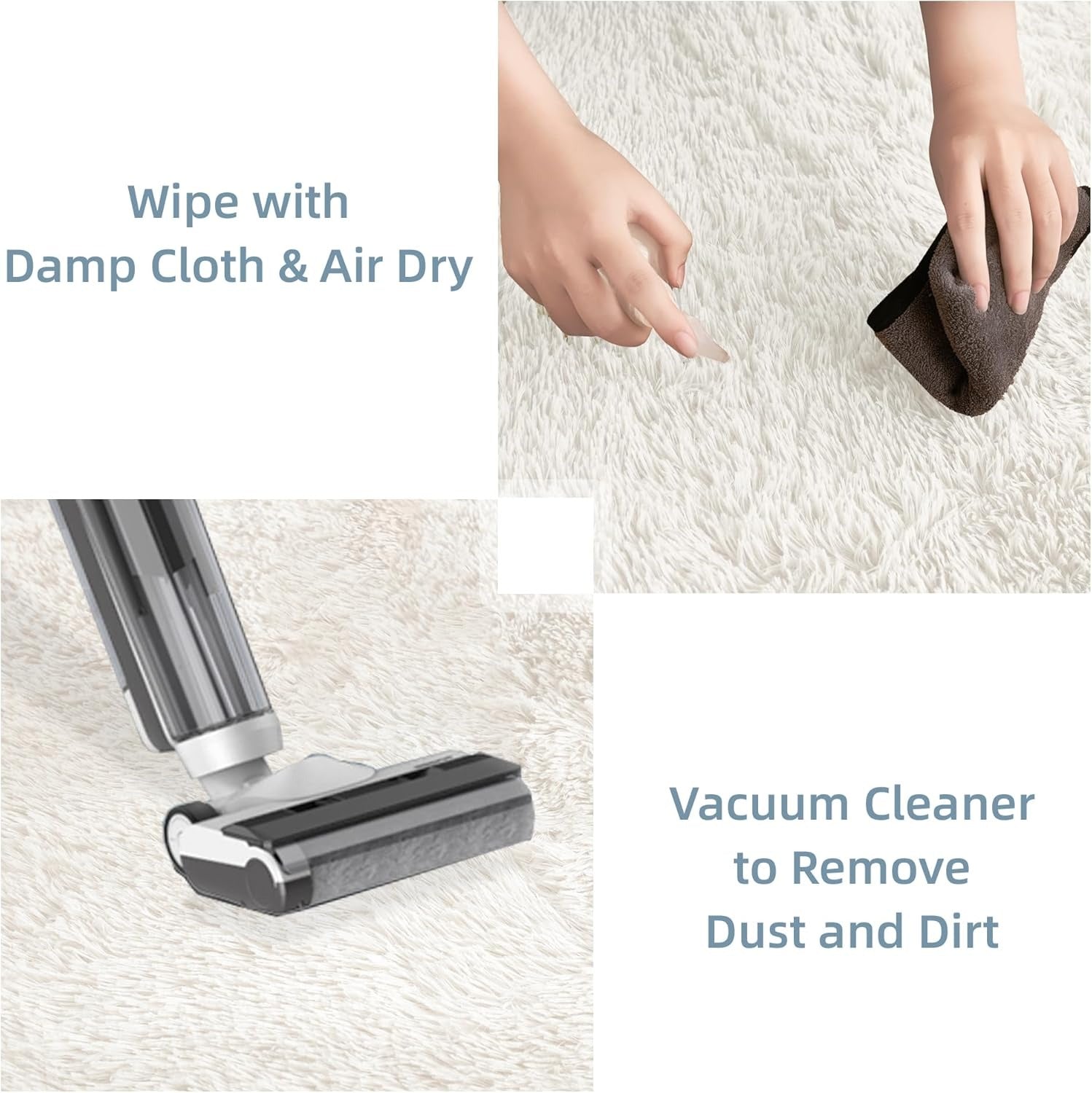 Shag Area Rug Living Room Bedroom Solid Color High Pile Playroom Dorm - LITANIKA