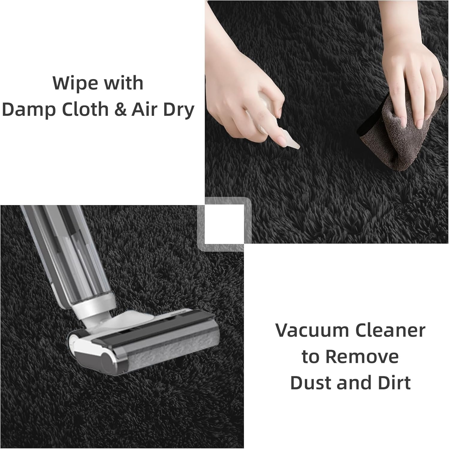 Shag Area Rug Living Room Bedroom Solid Color High Pile Playroom Dorm - LITANIKA