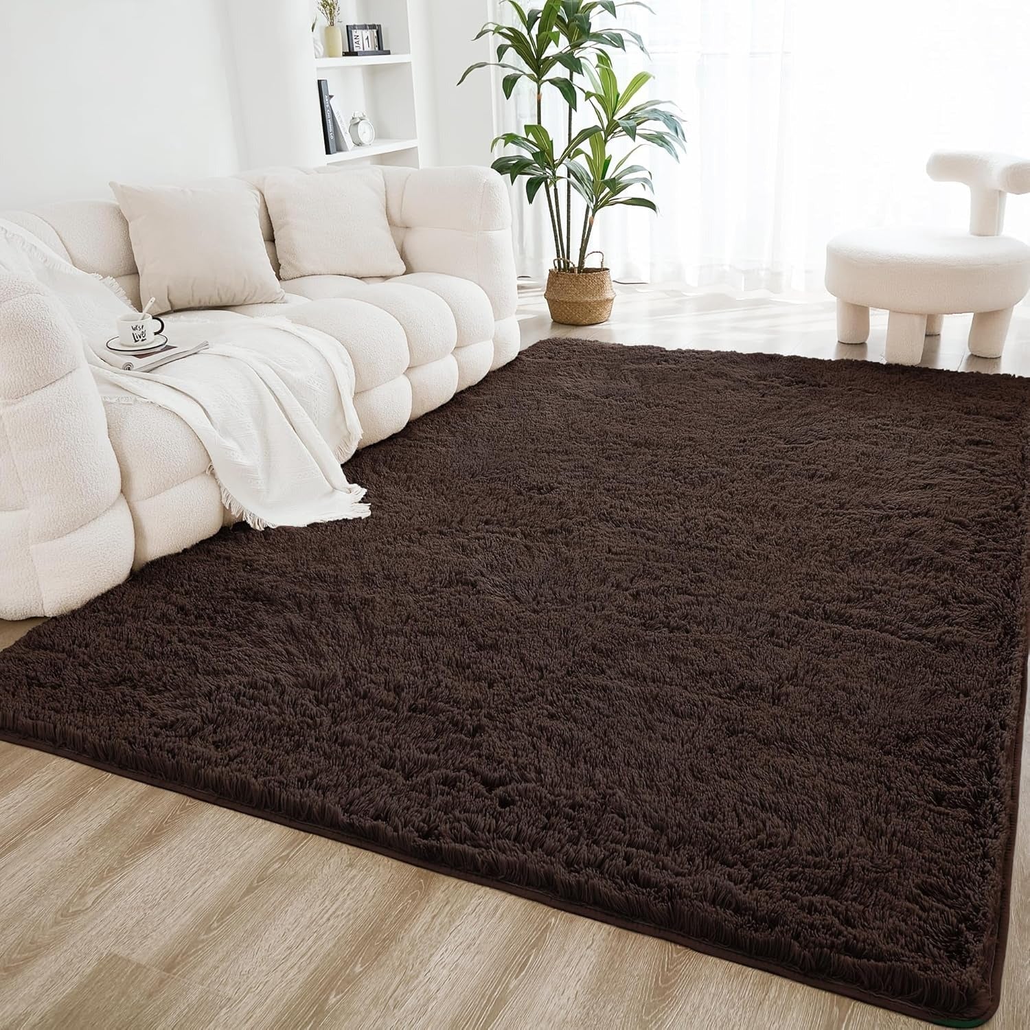 Shag Area Rug Living Room Bedroom Solid Color High Pile Playroom Dorm - LITANIKA