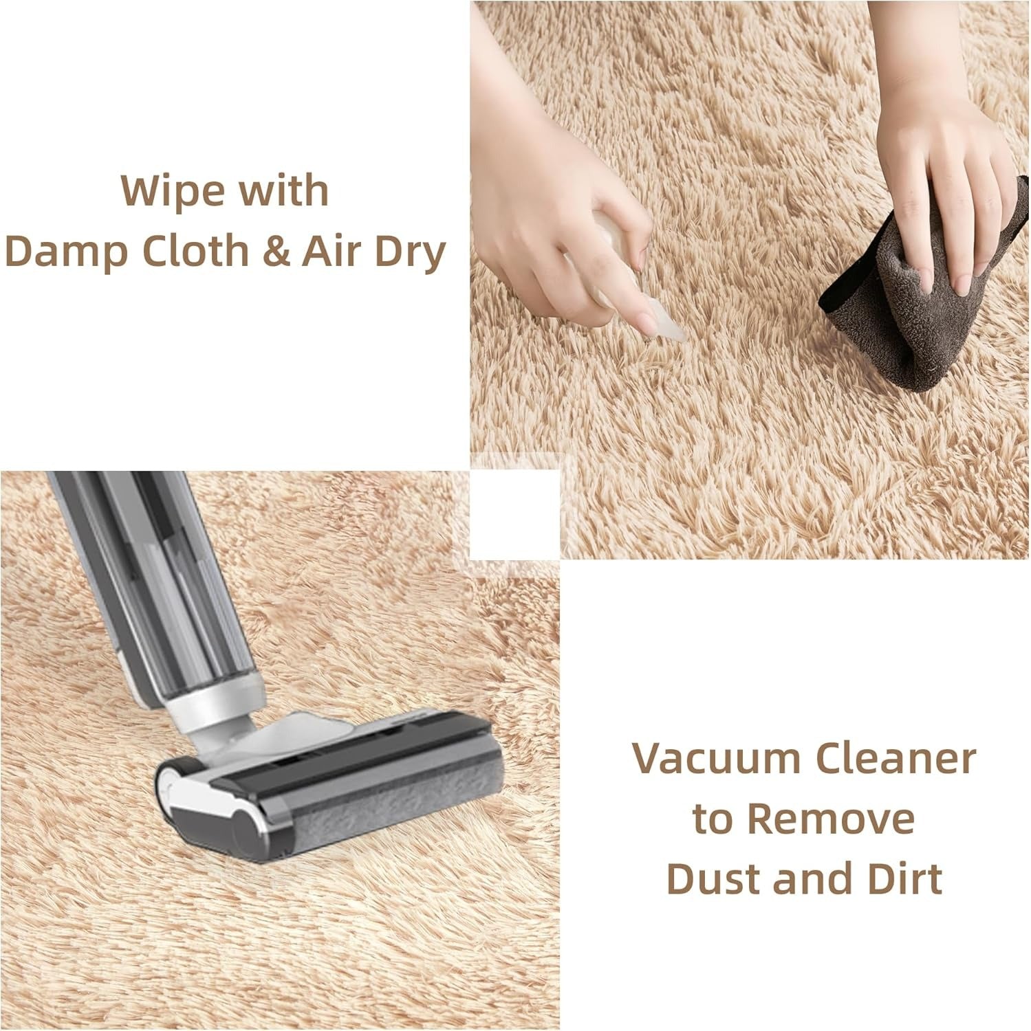 Shag Area Rug Living Room Bedroom Solid Color High Pile Playroom Dorm - LITANIKA