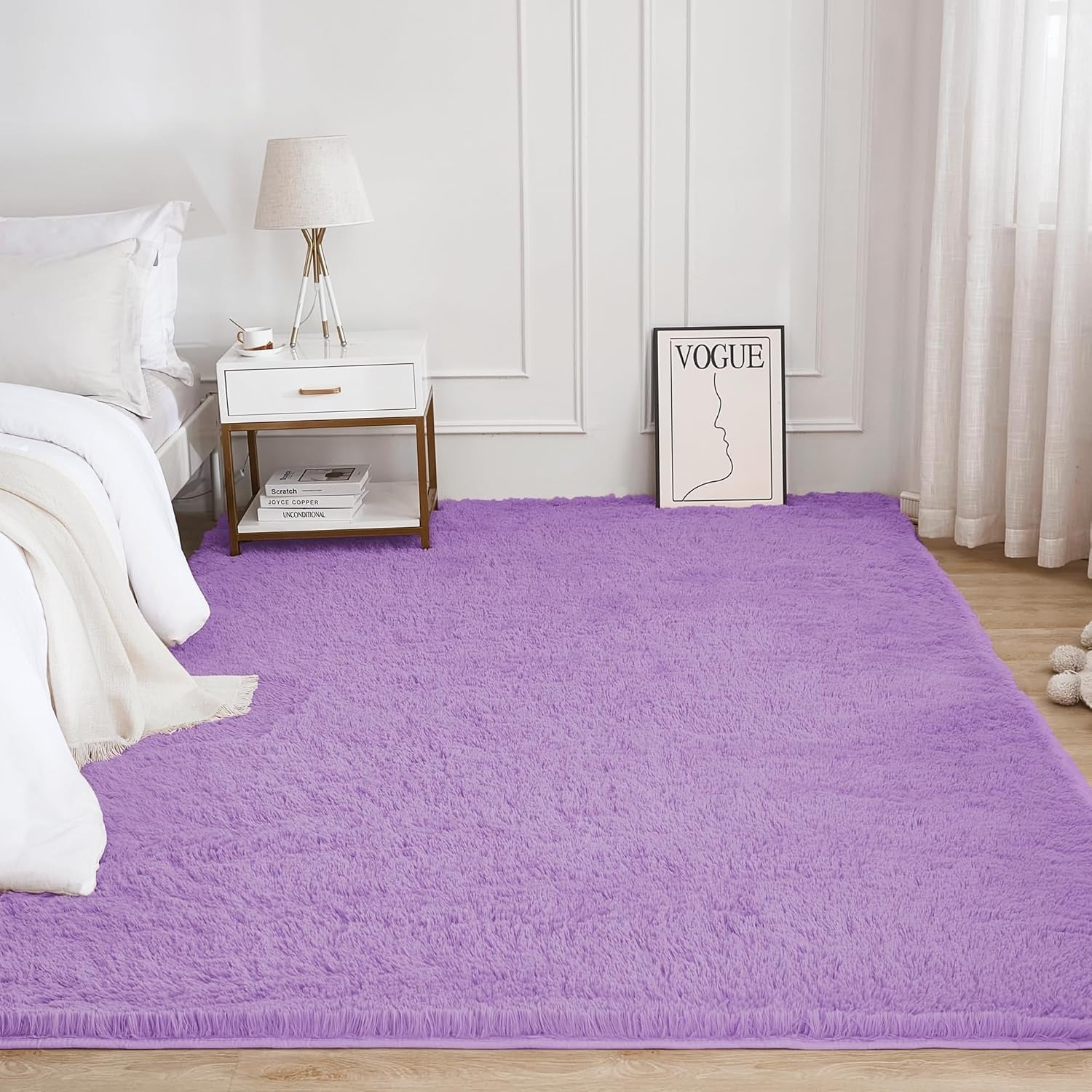 Shag Area Rug Living Room Bedroom Solid Color High Pile Playroom Dorm - LITANIKA