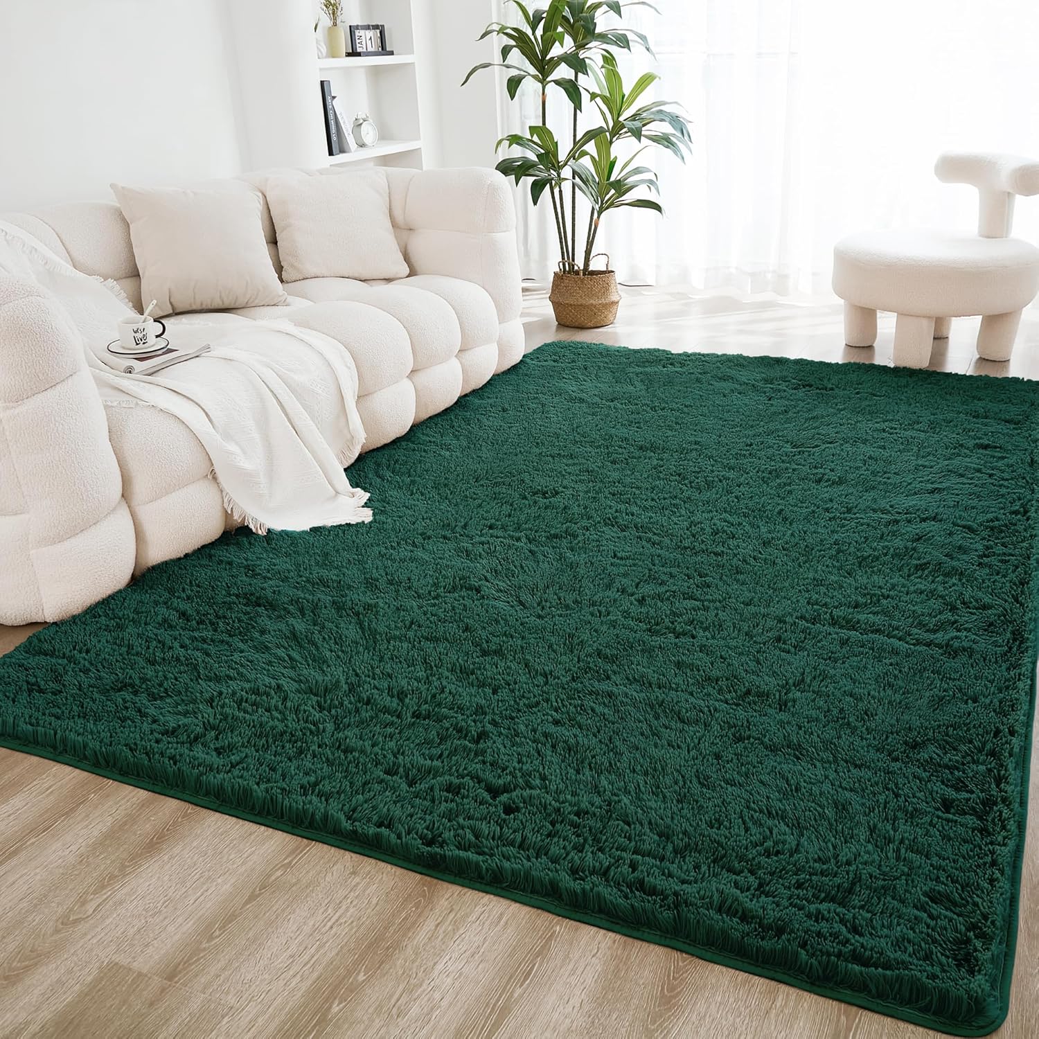 Shag Area Rug Living Room Bedroom Solid Color High Pile Playroom Dorm - LITANIKA