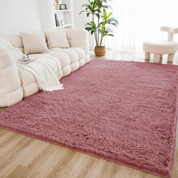 Shag Area Rug Living Room Bedroom Solid Color High Pile Playroom Dorm - LITANIKA