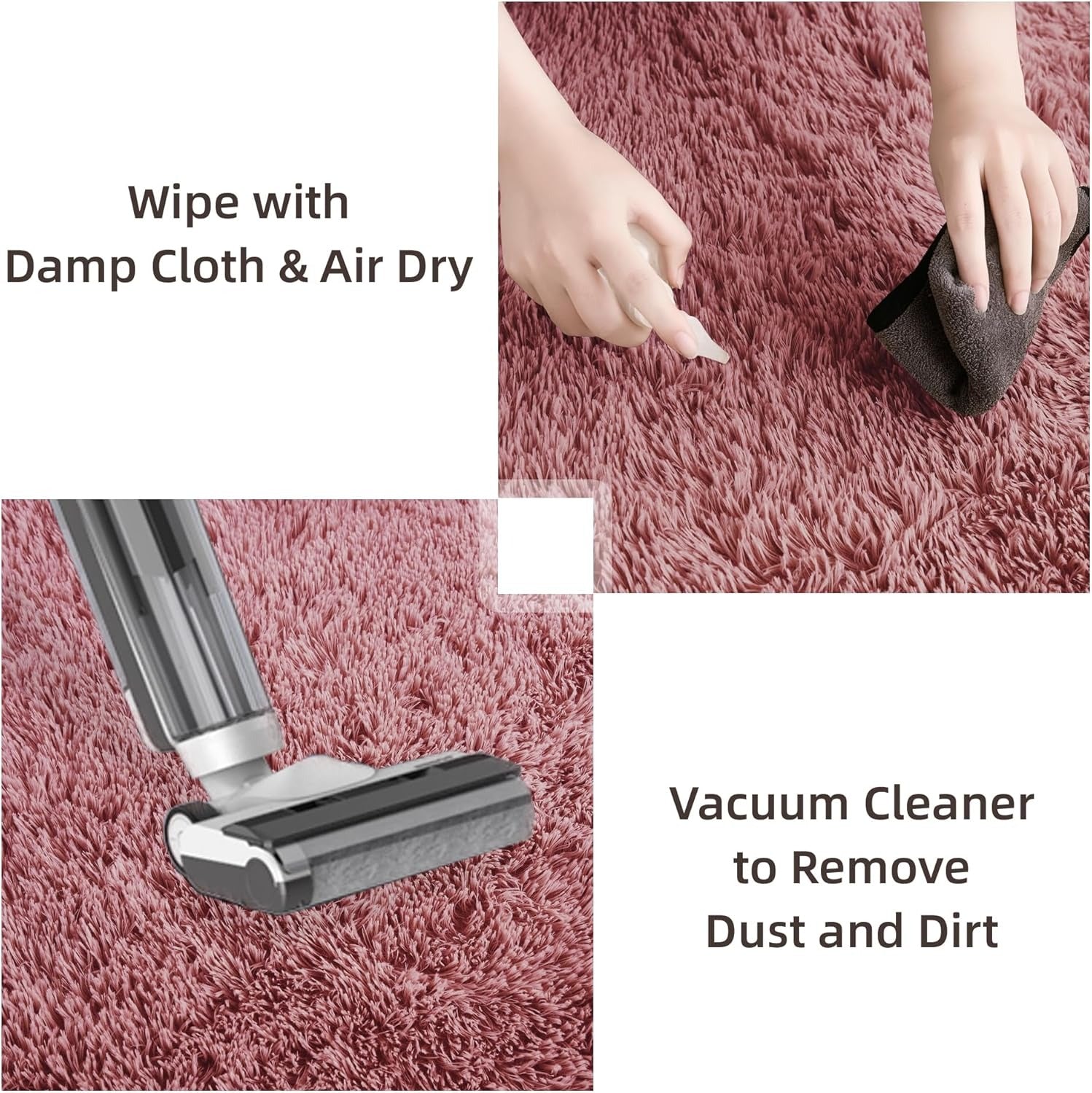 Shag Area Rug Living Room Bedroom Solid Color High Pile Playroom Dorm - LITANIKA