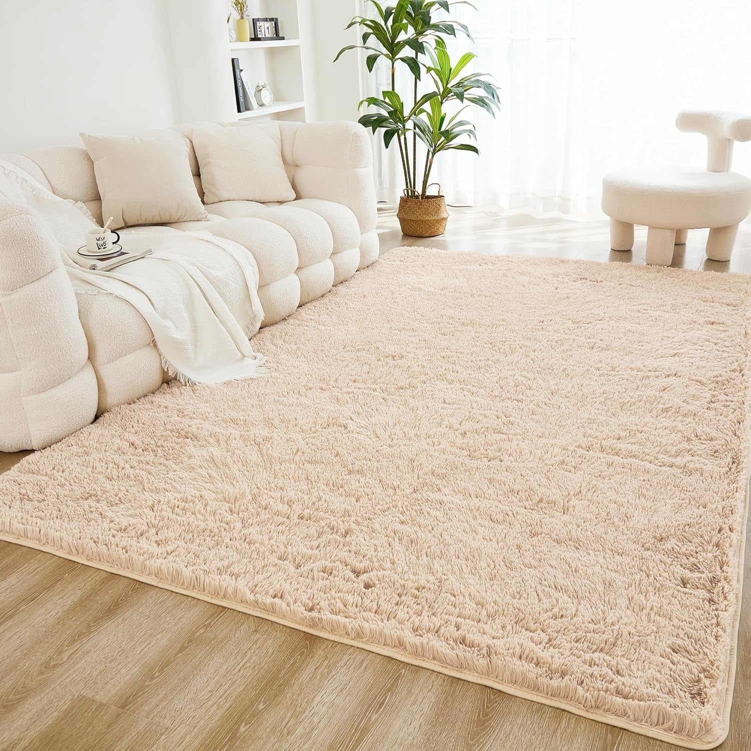 Shag Area Rug Living Room Bedroom Solid Color High Pile Playroom Dorm - LITANIKA