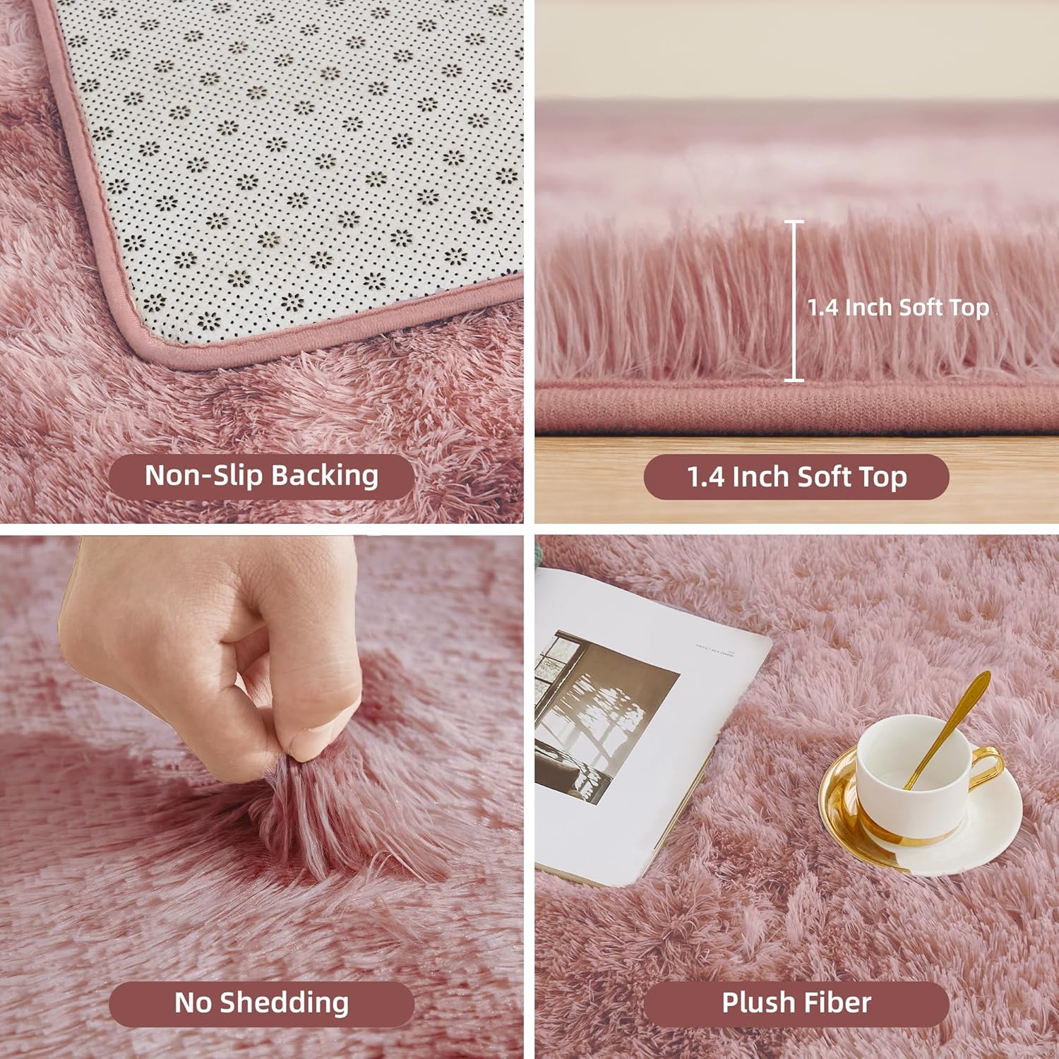 Tie-dyed high pile shag area rug by Litanika, ideal for living rooms, bedrooms, playrooms, and dorms with soft, plush texture.