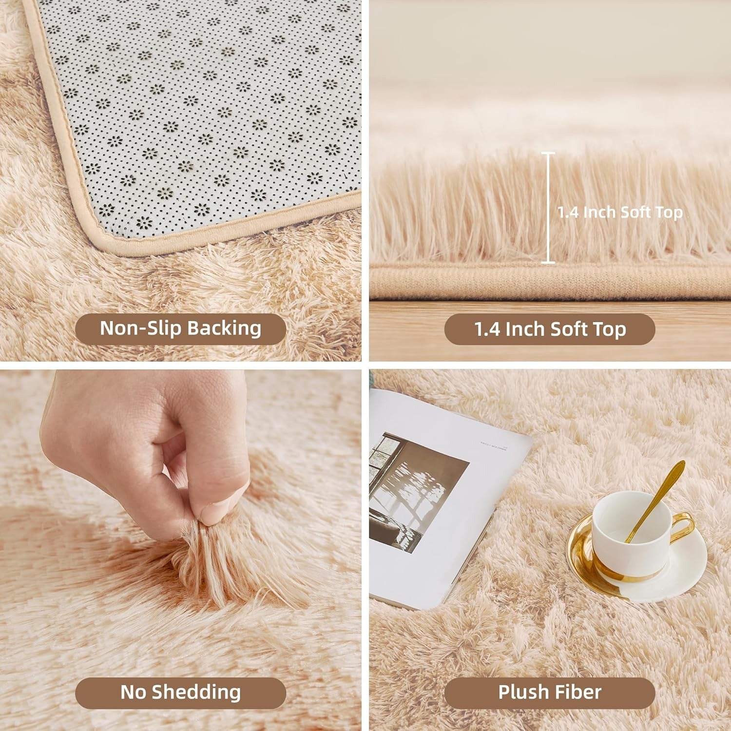 Tie-dyed high pile shag area rug by Litanika, ideal for living rooms, bedrooms, or playrooms with soft, plush texture.