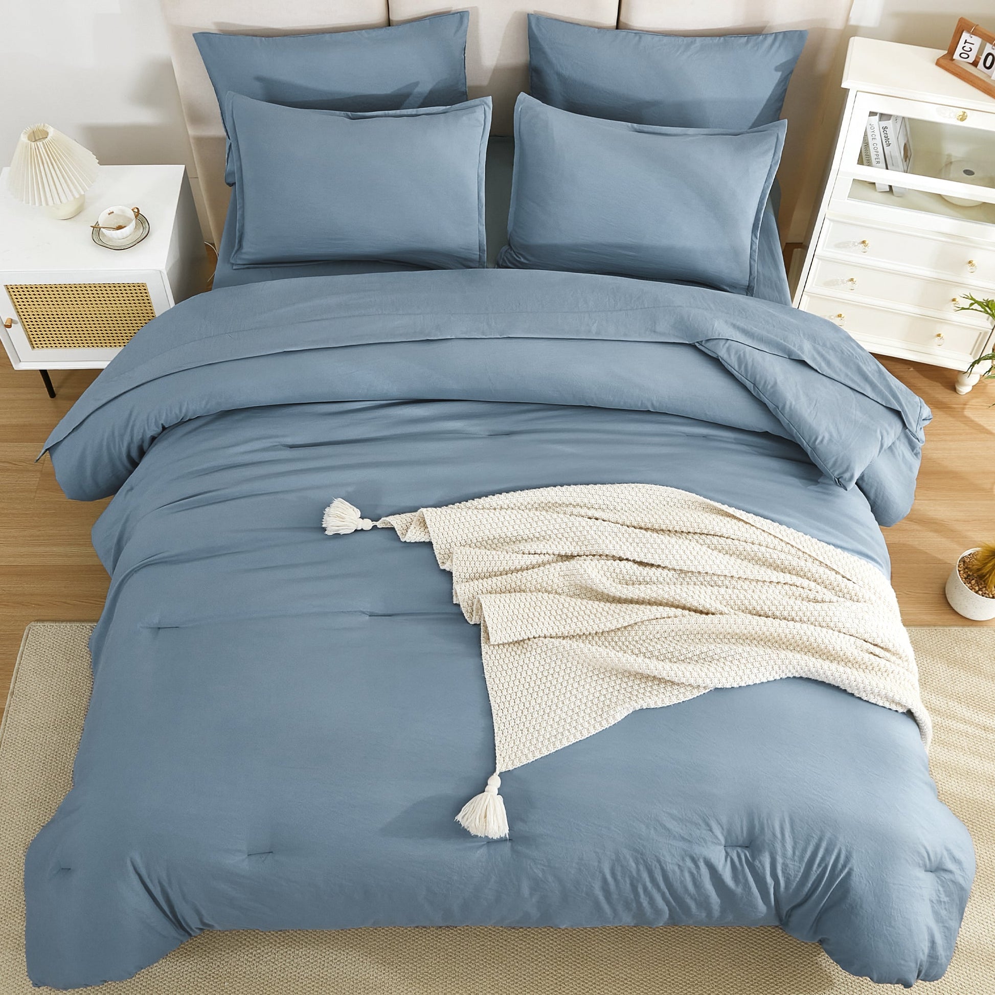 Solid Down Alternative 7 Pieces Bedding Comforters Sets - LITANIKA