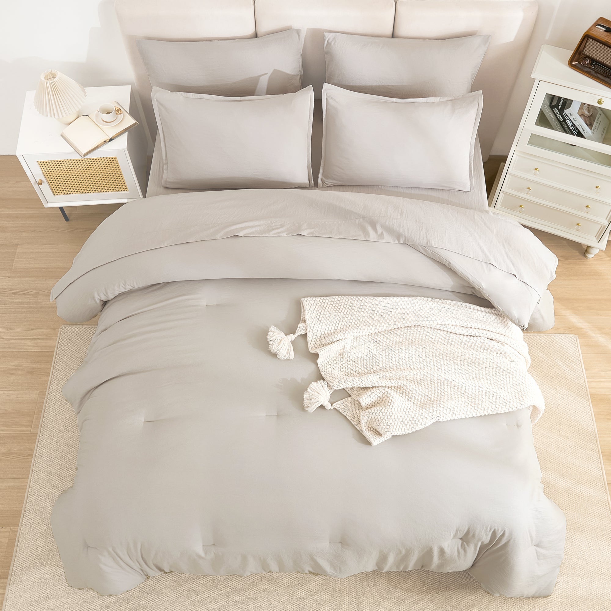 Solid Down Alternative 7 Pieces Bedding Comforters Sets - LITANIKA