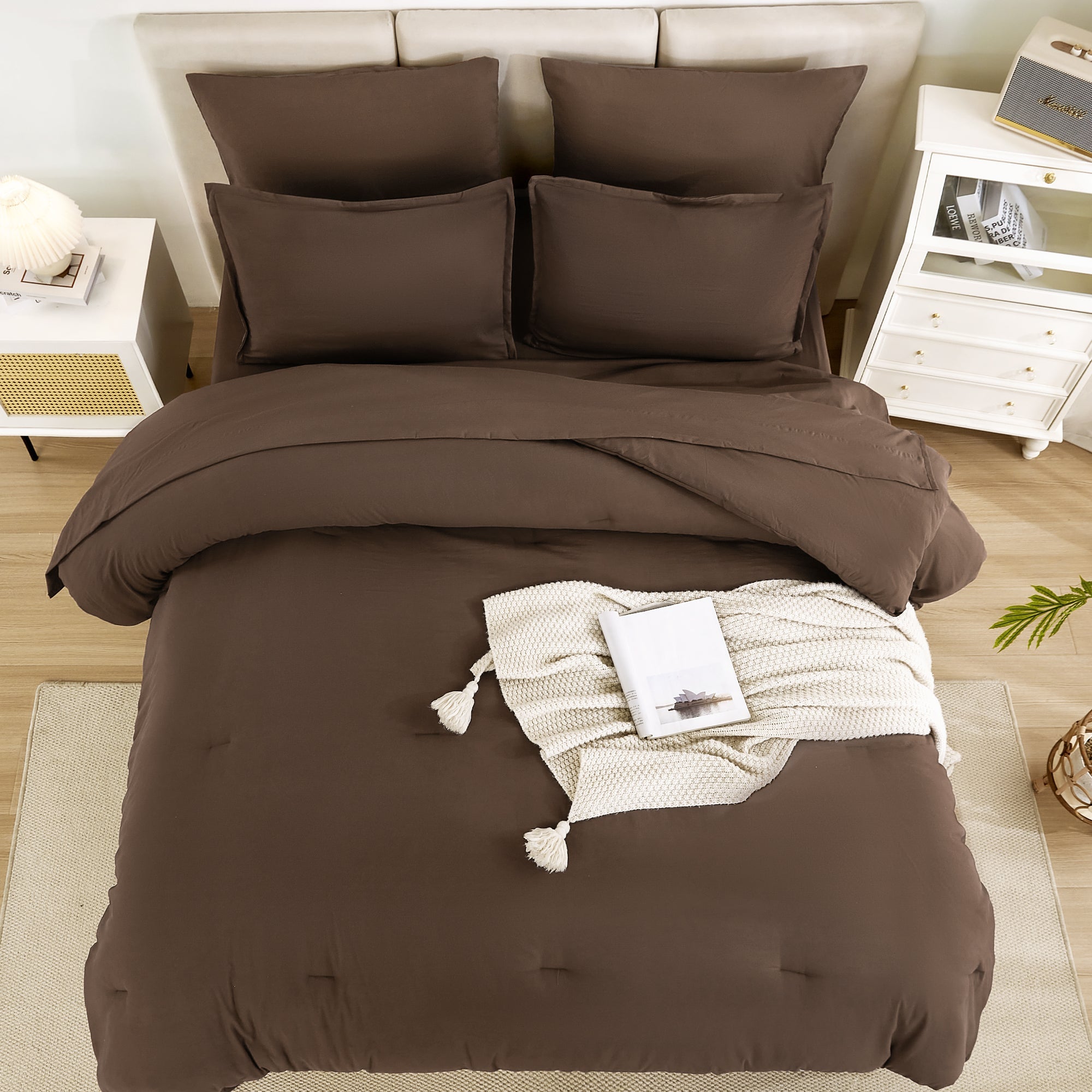 Solid Down Alternative 7 Pieces Bedding Comforters Sets - LITANIKA