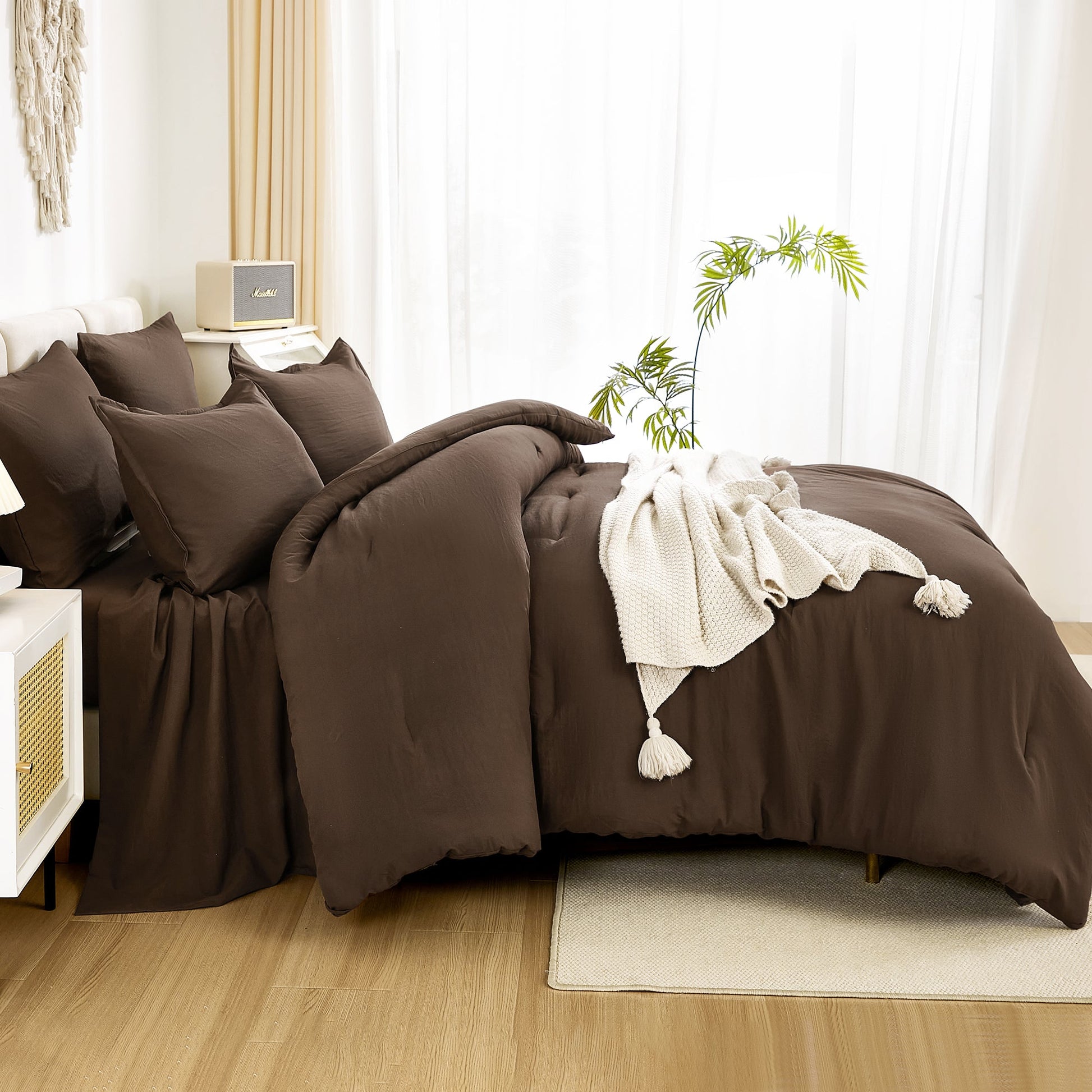 Solid Down Alternative 7 Pieces Bedding Comforters Sets - LITANIKA