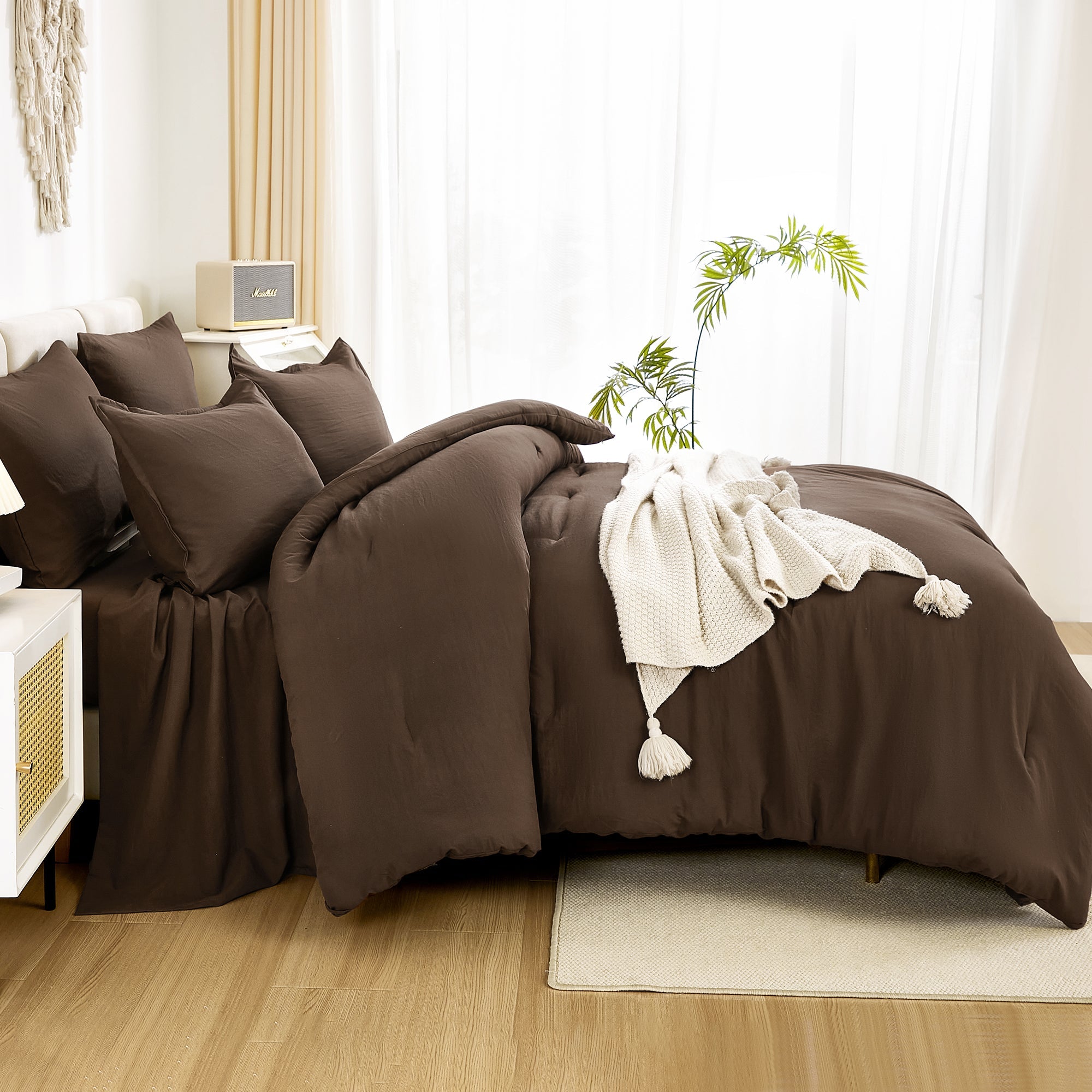 Solid Down Alternative 7 Pieces Bedding Comforters Sets - LITANIKA