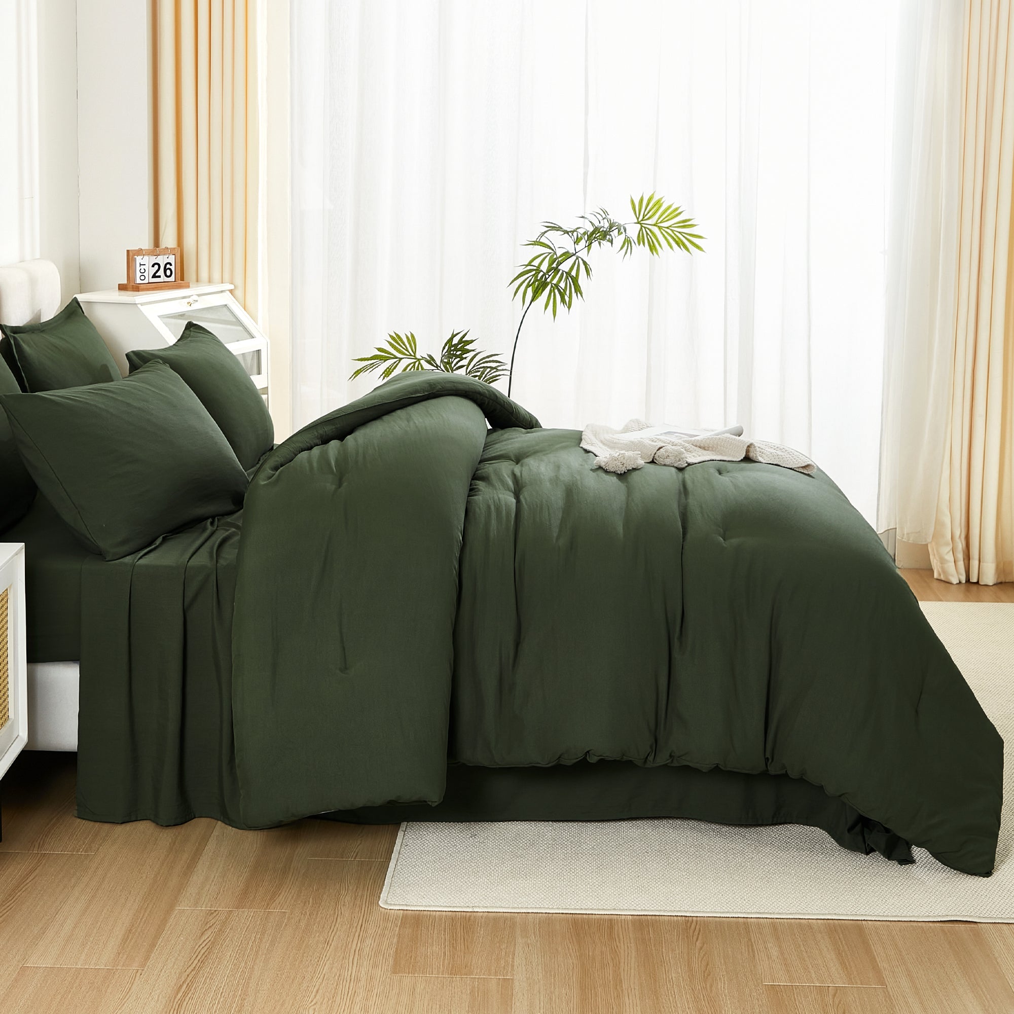 Solid Down Alternative 7 Pieces Bedding Comforters Sets - LITANIKA