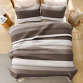 Stripe Patchwork Bedspread Soft Lightweight Microfiber Coverlet 3 Pieces Quilt Set - LITANIKA