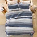 Stripe Patchwork Bedspread Soft Lightweight Microfiber Coverlet 3 Pieces Quilt Set - LITANIKA