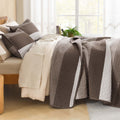 Stripe Patchwork Bedspread Soft Lightweight Microfiber Coverlet 3 Pieces Quilt Set - LITANIKA