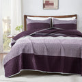 Stripe Patchwork Bedspread Soft Lightweight Microfiber Coverlet 3 Pieces Quilt Set - LITANIKA