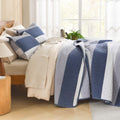 Stripe Patchwork Bedspread Soft Lightweight Microfiber Coverlet 3 Pieces Quilt Set - LITANIKA