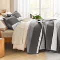 Stripe Patchwork Bedspread Soft Lightweight Microfiber Coverlet 3 Pieces Quilt Set - LITANIKA