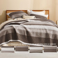Stripe Patchwork Bedspread Soft Lightweight Microfiber Coverlet 3 Pieces Quilt Set - LITANIKA