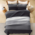 Stripe Patchwork Bedspread Soft Lightweight Microfiber Coverlet 3 Pieces Quilt Set - LITANIKA