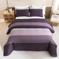 Stripe Patchwork Bedspread Soft Lightweight Microfiber Coverlet 3 Pieces Quilt Set - LITANIKA