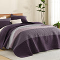 Stripe Patchwork Bedspread Soft Lightweight Microfiber Coverlet 3 Pieces Quilt Set - LITANIKA