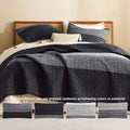 Stripe Patchwork Bedspread Soft Lightweight Microfiber Coverlet 3 Pieces Quilt Set - LITANIKA