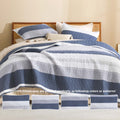 Stripe Patchwork Bedspread Soft Lightweight Microfiber Coverlet 3 Pieces Quilt Set - LITANIKA