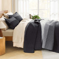 Stripe Patchwork Bedspread Soft Lightweight Microfiber Coverlet 3 Pieces Quilt Set - LITANIKA