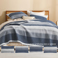 Stripe Patchwork Bedspread Soft Lightweight Microfiber Coverlet 3 Pieces Quilt Set - LITANIKA