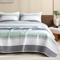 Stripe Patchwork Bedspread Soft Lightweight Microfiber Coverlet 3 Pieces Quilt Set - LITANIKA