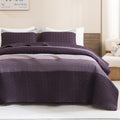 Stripe Patchwork Bedspread Soft Lightweight Microfiber Coverlet 3 Pieces Quilt Set - LITANIKA