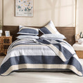 Stripe Patchwork Bedspread Soft Lightweight Microfiber Coverlet 3 Pieces Quilt Set - LITANIKA