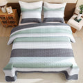 Stripe Patchwork Bedspread Soft Lightweight Microfiber Coverlet 3 Pieces Quilt Set - LITANIKA