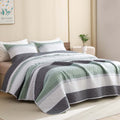 Stripe Patchwork Bedspread Soft Lightweight Microfiber Coverlet 3 Pieces Quilt Set - LITANIKA
