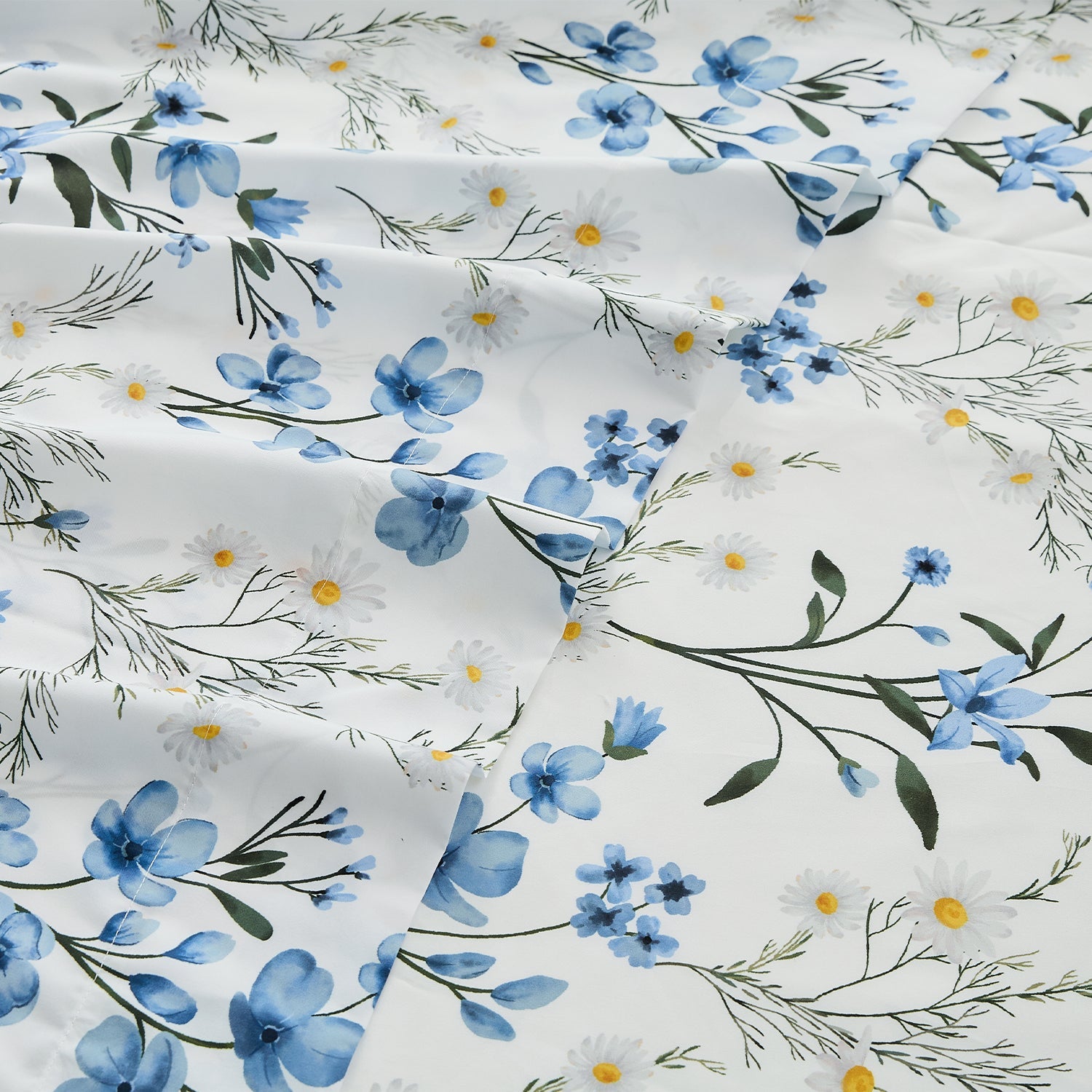 Litanika Sweet Pea Floral 4-piece bedding sheet set with pastel floral patterns on soft fabric.