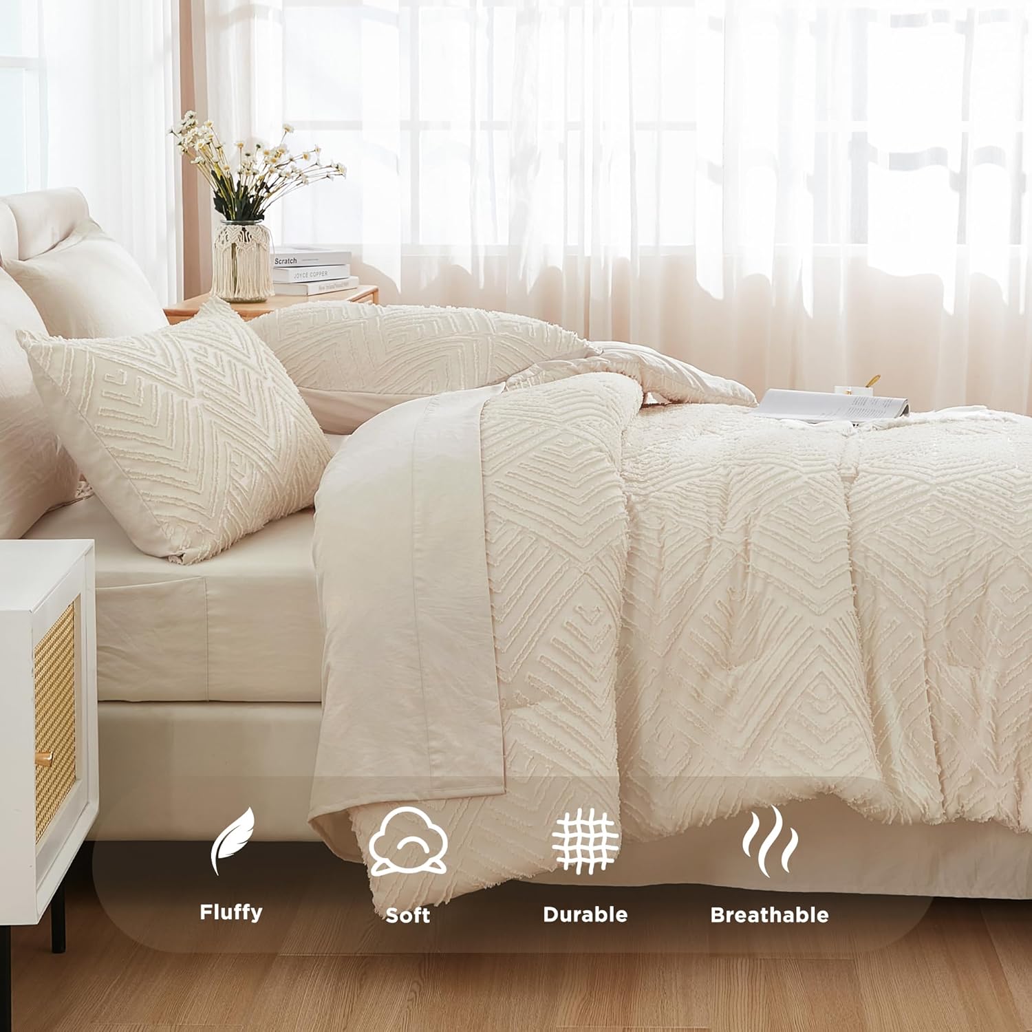 Tufted Boho Fluffy 7 Pieces Comforter Set - LITANIKA