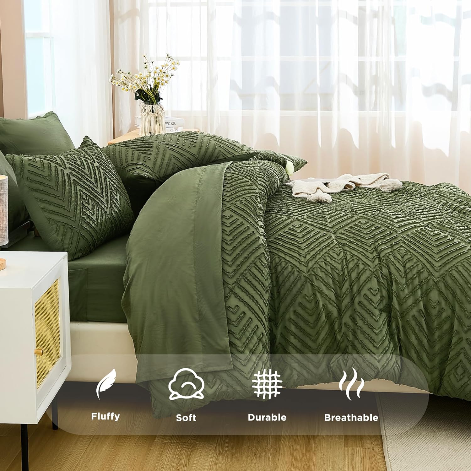 Tufted Boho Fluffy 7 Pieces Comforter Set - LITANIKA