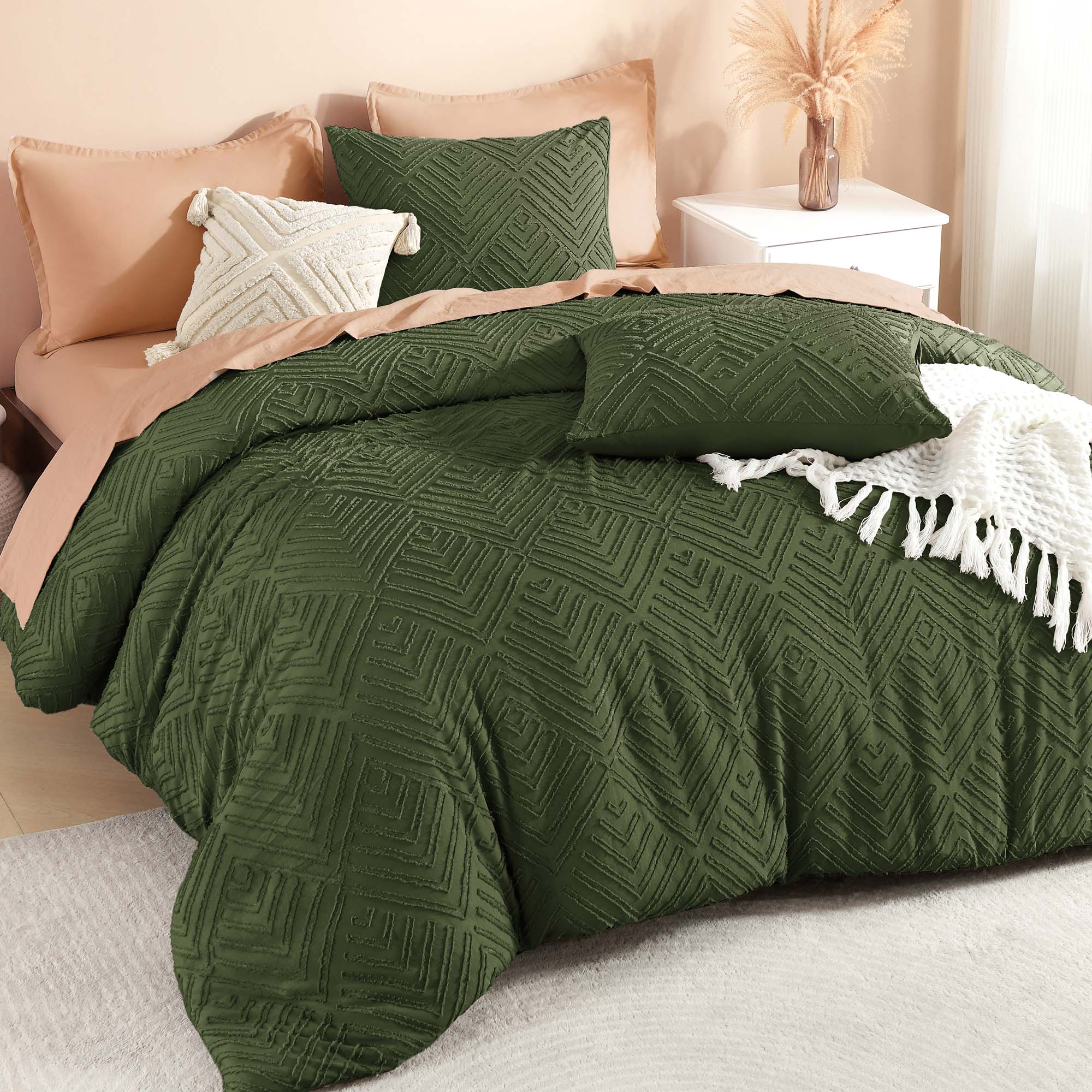 Tufted Boho Lightweight Fluffy 3 Pieces Comforter Set - LITANIKA