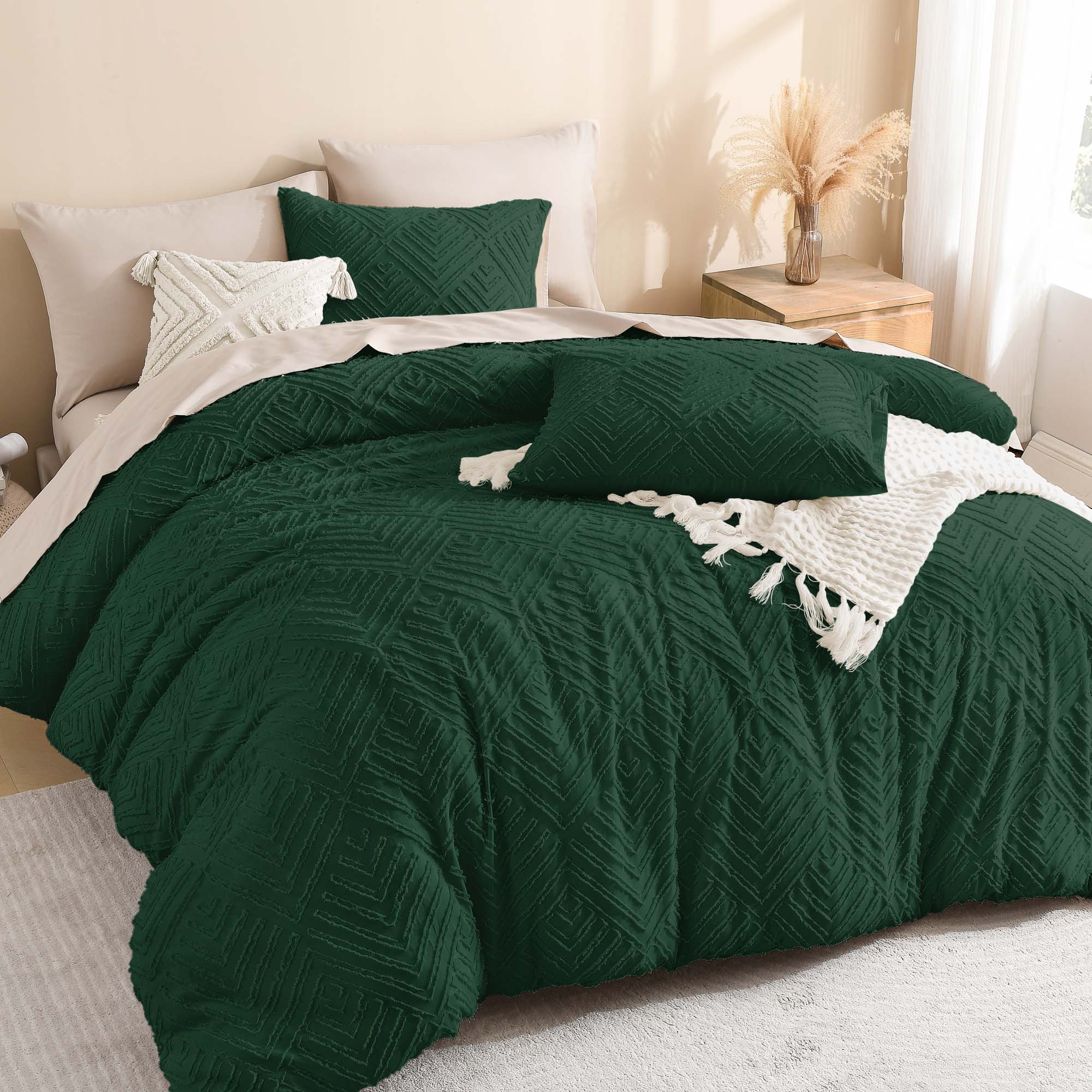 Tufted Boho Lightweight Fluffy 3 Pieces Comforter Set - LITANIKA