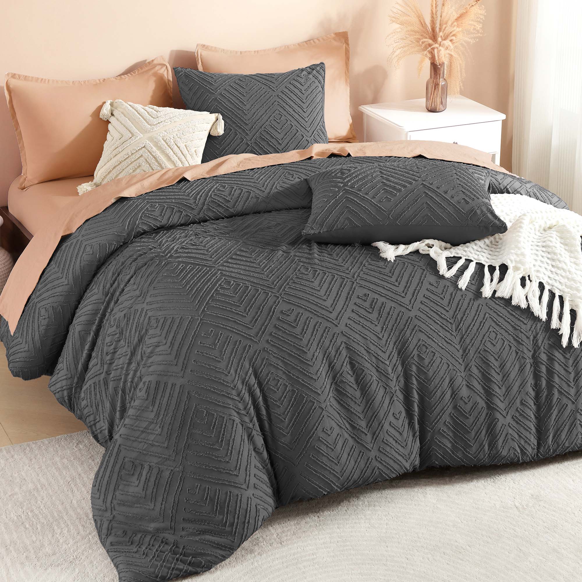 Tufted Boho Lightweight Fluffy 3 Pieces Comforter Set - LITANIKA
