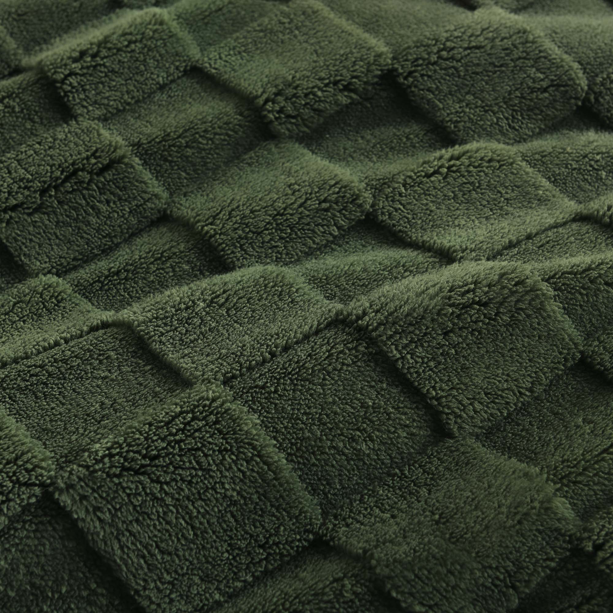 Winter Fluffy Warm Sherpa Fleece Checkered Plush Fuzzy 3 Pieces Comforter Set - LITANIKA